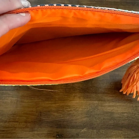 Women's Multicolor Zippered Paper Tassel Pouch GUC - Picture 6 of 7